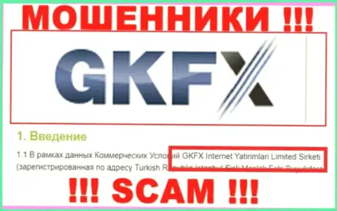 Юридическое лицо интернет обманщиков GKFX ECN это GKFX Internet Yatirimlari Limited Sirketi