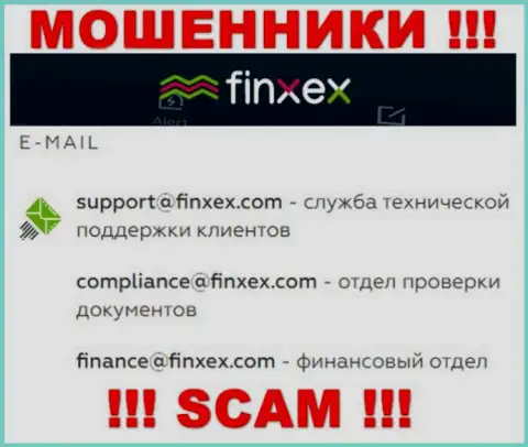 В разделе контактной инфы internet-мошенников Finxex, предоставлен именно этот е-майл для обратной связи