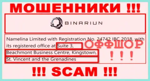 Связываться с организацией Бинариун крайне рискованно - их оффшорный адрес регистрации - Suite 3, Beachmont Business Centre, Kingstown, St. Vincent and the Grenadines (инфа с их ресурса)