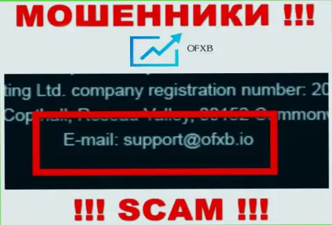 Установить контакт с internet-мошенниками OFXB возможно по данному адресу электронного ящика (информация взята с их информационного ресурса)