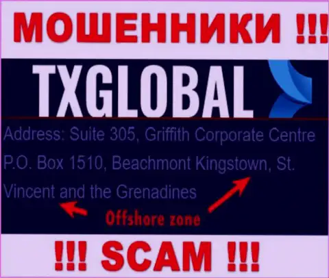 С internet-мошенником TXGlobal Com не надо совместно работать, они зарегистрированы в оффшоре: St. Vincent and the Grenadines