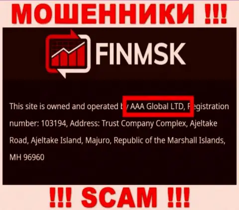 Сведения про юридическое лицо internet-мошенников FinMSK - AAA Global Ltd, не обезопасит Вас от их грязных рук