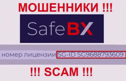SafeBX, запудривая мозги доверчивым клиентам, опубликовали на своем сайте номер их лицензии на осуществление деятельности