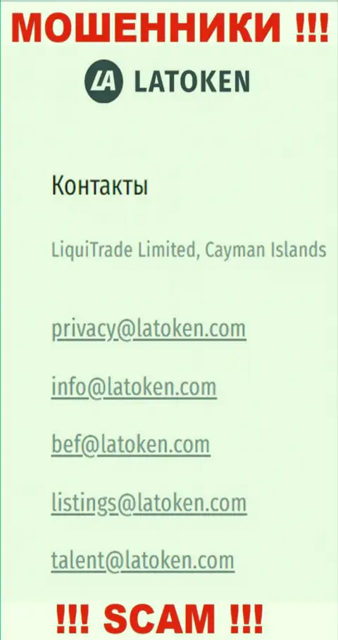 Электронная почта мошенников Latoken, представленная у них на web-портале, не стоит связываться, все равно обуют