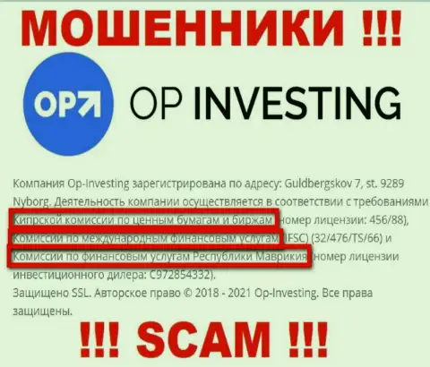 Мошенники OPInvesting могут беспрепятственно сливать, ведь их регулятор (Cyprus Securities and Exchange Commission) - шулер