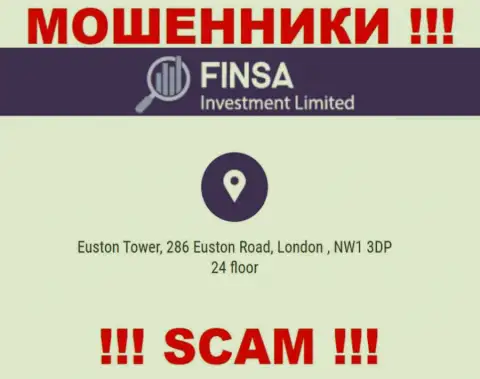 Избегайте работы с компанией FinsaInvestment Limited - эти мошенники предоставили ненастоящий юридический адрес