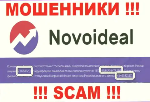 Не имейте дело с конторой NovoIdeal, зная их лицензию на осуществление деятельности, показанную на сайте, Вы не сможете спасти вложения