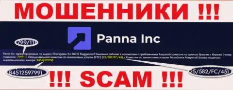 Мошенники Panna Inc умело разводят клиентов, хотя и разместили свою лицензию на сервисе