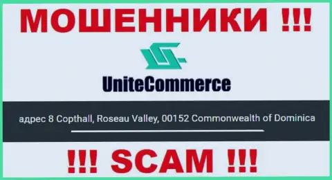 8 Copthall, Roseau Valley, 00152 Commonwealth of Dominica это офшорный адрес Unite Commerce, представленный на интернет-портале указанных мошенников