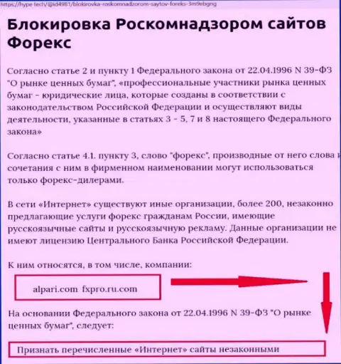 Инфа о блокировке сайта ФОРЕКС-мошенников ФхПро Групп Лимитед