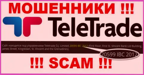 Регистрационный номер internet мошенников ТелеТрейд Ру (20599 IBC 2012) никак не доказывает их надежность