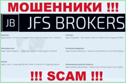JFS Brokers на своем web-портале распространили ложные сведения относительно адреса регистрации