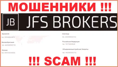 Вы рискуете стать жертвой неправомерных уловок JFS Brokers, будьте осторожны, могут звонить с разных номеров телефонов