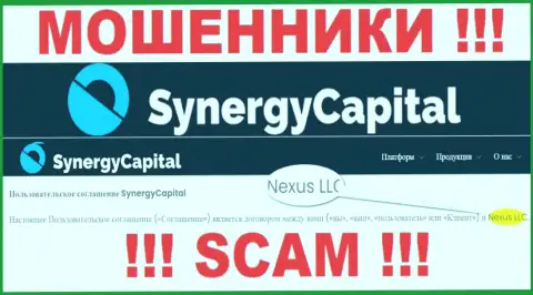 Юридическое лицо, которое владеет мошенниками SynergyCapital Cc - это Nexus LLC