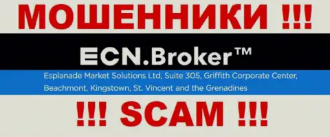 Неправомерно действующая контора ЕСН Брокер зарегистрирована в оффшорной зоне по адресу - Suite 305, Griffith Corporate Center, Beachmont, Kingstown, St. Vincent and the Grenadine, будьте осторожны