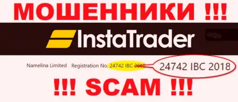 Номер регистрации компании InstaTrader - 24742IBC2018