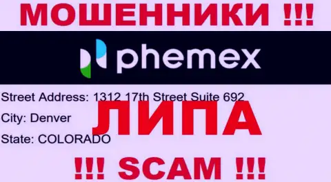 Офшорная юрисдикция организации PhemEX Com на ее веб-портале показана ненастоящая, будьте очень осторожны !