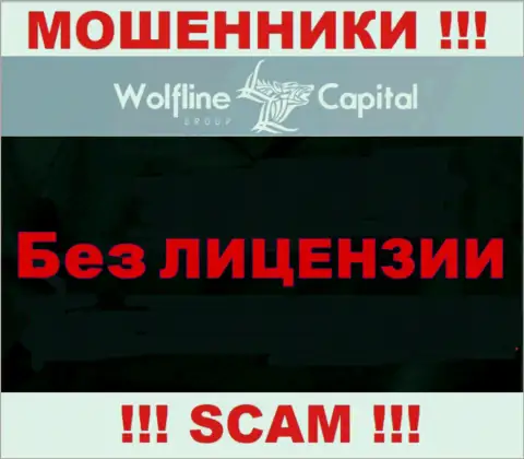 Нереально нарыть информацию об лицензии internet-мошенников Wolfline Capital - ее просто не существует !