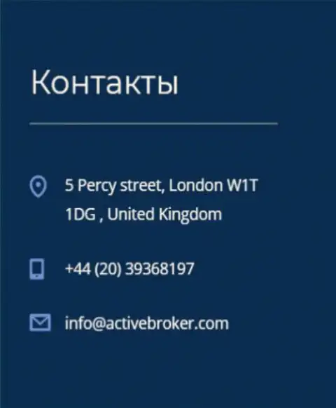 Адрес главного офиса форекс брокерской компании Active Broker, опубликованный на официальном интернет-сервисе данного Форекс брокера