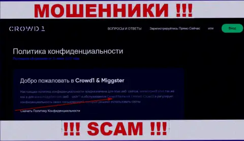 Данные о юридическом лице мошенников Crowd 1