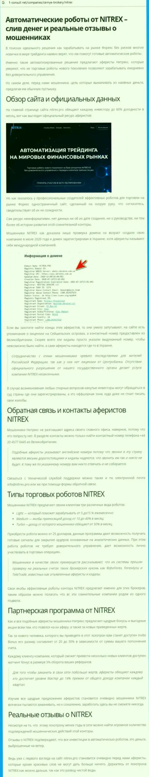 Обзорная статья незаконных действий Nitrex, нацеленных на кидалово клиентов