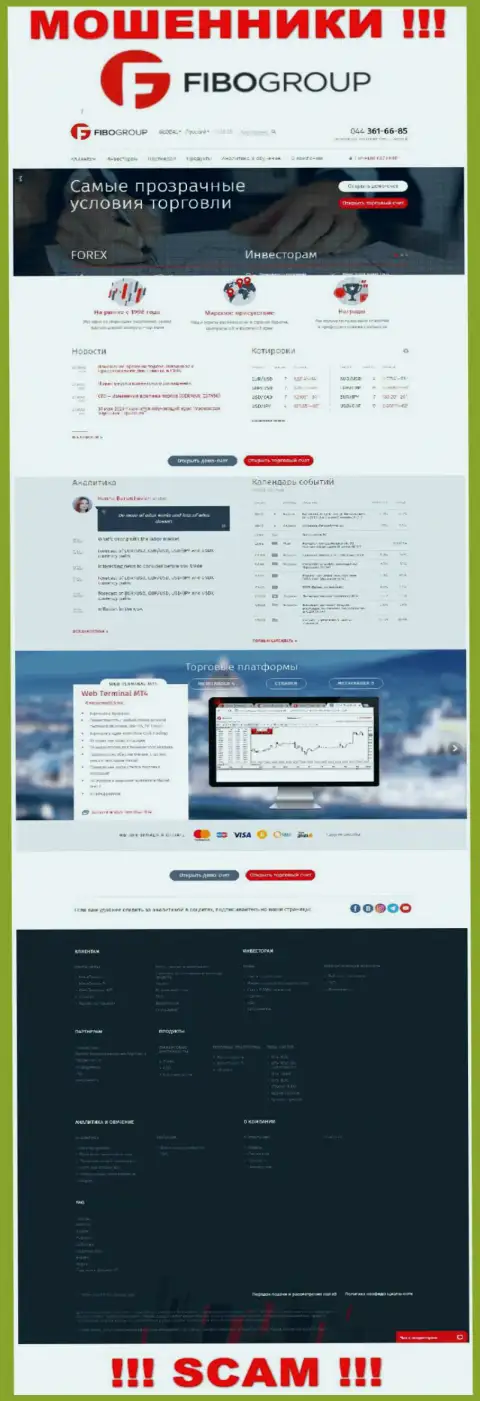 Вид web странички незаконно действующей компании FIBO Group