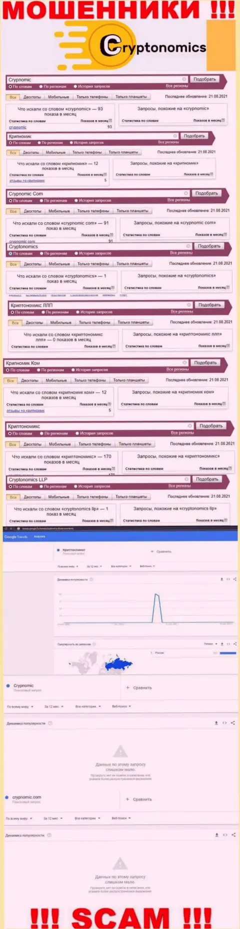 Статистика о брендовых online-запросах в отношении махинаторов Криптономикс