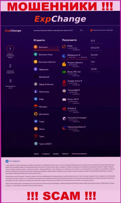 Официальный web-сайт ExpChange Ru - разводняк с красивой оберткой