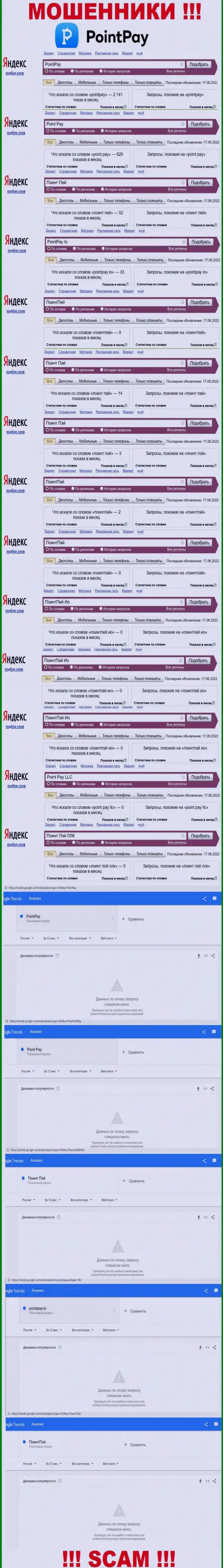 Статистические данные онлайн запросов по мошенникам PointPay во всемирной паутине