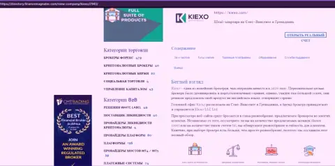 Обзорный материал о условиях для торговли форекс дилера Kiexo Com, расположенный на сайте директори финансмагнатес Ком