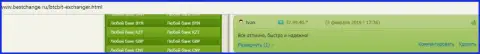 Позитивные достоверные отзывы об условиях работы онлайн-обменки БТК Бит на информационном ресурсе Бестчендж Ру